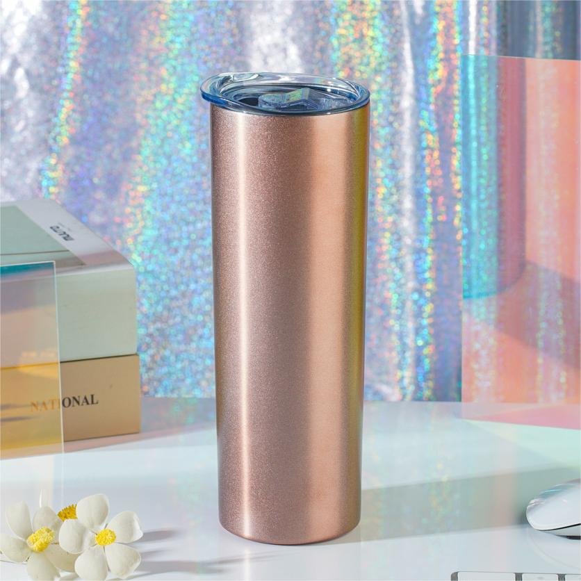 Custom Logo Stainless Steel Double Wall Vacuum insulated keep cold Cup travel mug Skinny 20oz Straight Tumbler with lid