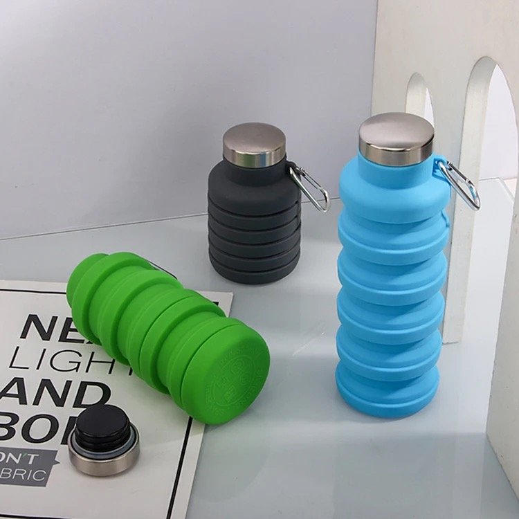 Silicone Water Bottle Outdoor Camping Hiking Cup silicon foldable water bottle No Straw Water Drinking Foldable Cup