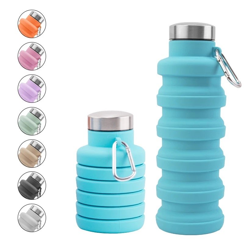 Silicone Water Bottle Outdoor Camping Hiking Cup silicon foldable water bottle No Straw Water Drinking Foldable Cup