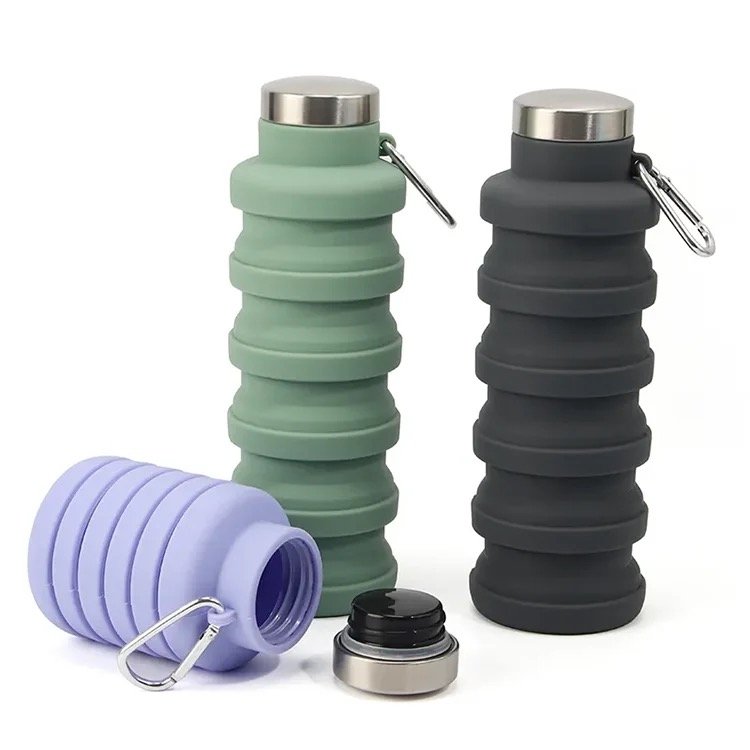 Silicone Water Bottle Outdoor Camping Hiking Cup silicon foldable water bottle No Straw Water Drinking Foldable Cup