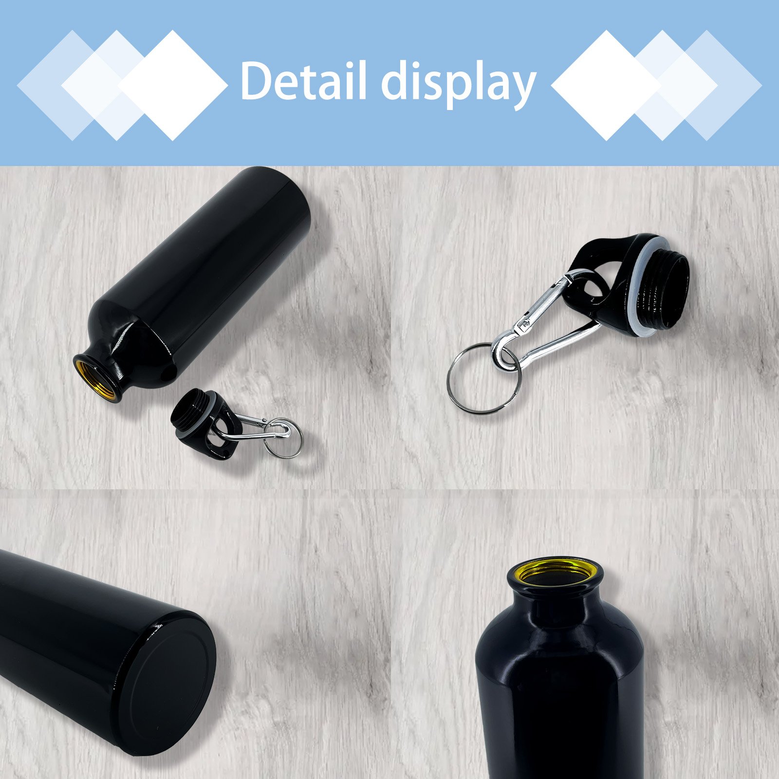 Wholesale Cheap Food Grade Printing Promotional Travel Water Bottle 500Ml 750Ml Custom Aluminum Water Bottles With Carabiner