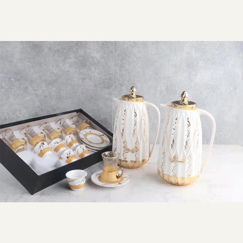 2023 New Arrived QIAN HU Turkish Glass liner Coffee Vacuum Flask 1000ml Thermos Gift Set