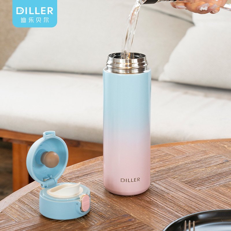 Double Wall 316 Stainless Steel Insulated Bottle Vacuum Flask with One-Button Flip Lid and Integrated Straw Outdoor Activities