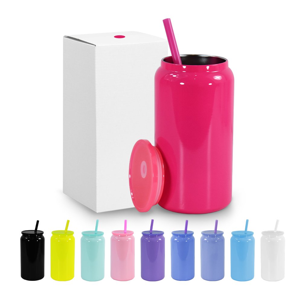 16oz Sublimation Beer Can Stainless Steel Tumbler Double Wall Vacuum Water Bottle Cola Cup Soda Coffee Mug Beer Can Tumbler Cups