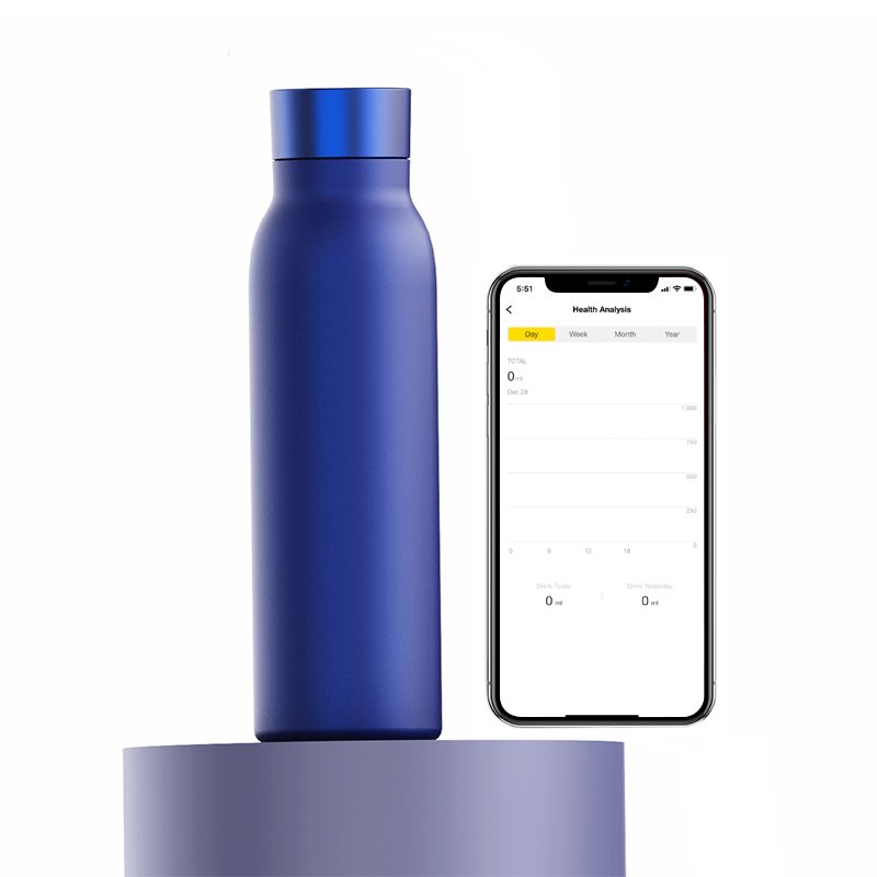 LCD Touch Screen Stainless Steel Tuya App Connection Smart Water Bottle 600ml 21oz Smart Drinkware