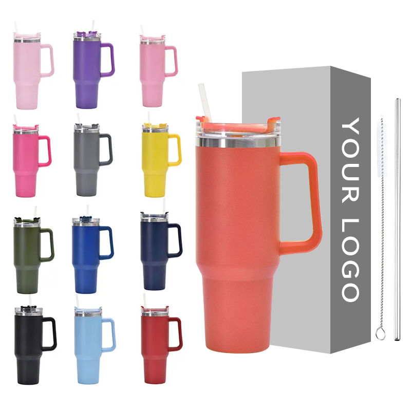 40Oz Tumbler Travel Mug 40Oz Stainless Steel Tumbler Custom Handle Water Bottle With Logo Designed Handle Tumbler