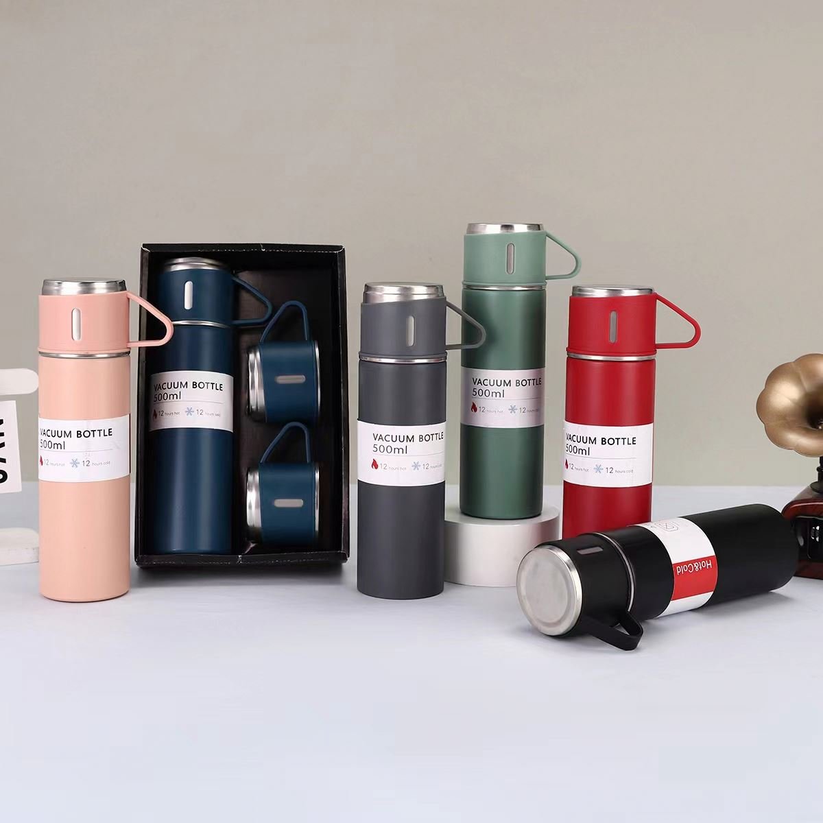 Promotion 500ml Double Wall Stainless Steel Thermos Insulated Water Bottle luxury thermos set vacuum flask business gifts