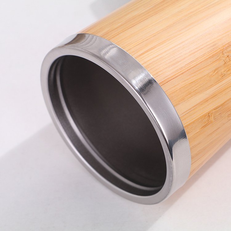 Wide Mouth Bamboo Thermos Tea Infuser Jar Tire Wood Mug With Print