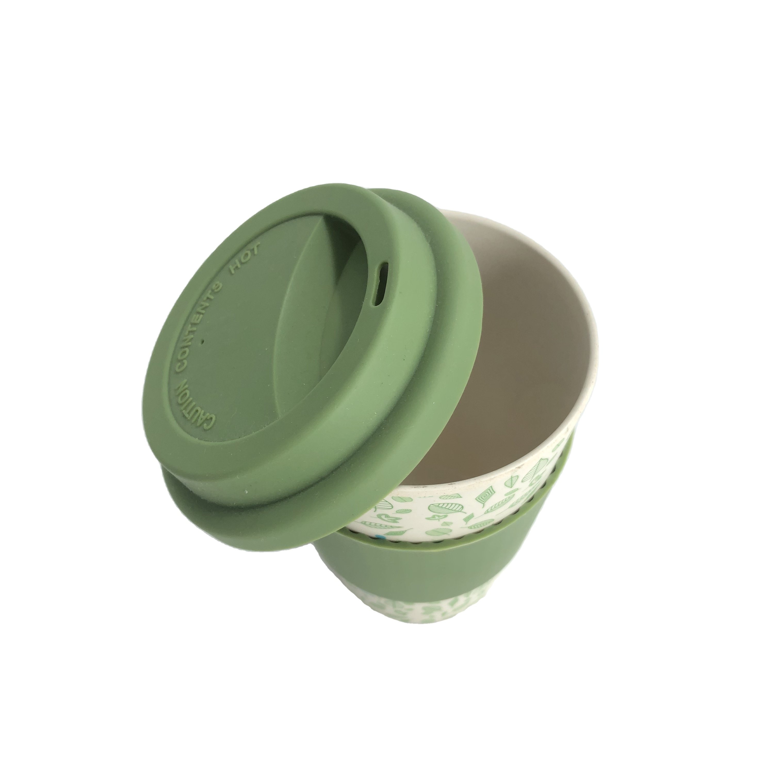 Natural Christmas party eco-friendly biodegradable bamboo fiber mug takeaway coffee cups with silicone lid and wrap