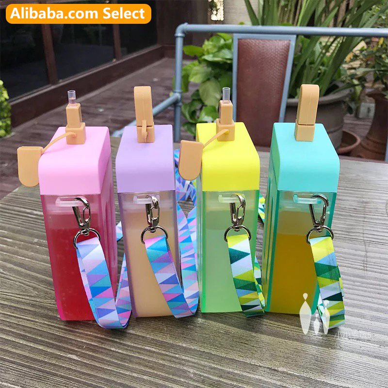 Wholesale gift portable creative kids plastic ice cream popsicle water bottle with rope