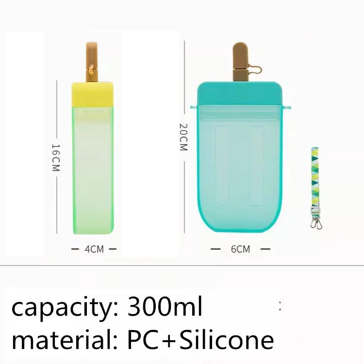 Wholesale gift portable creative kids plastic ice cream popsicle water bottle with rope