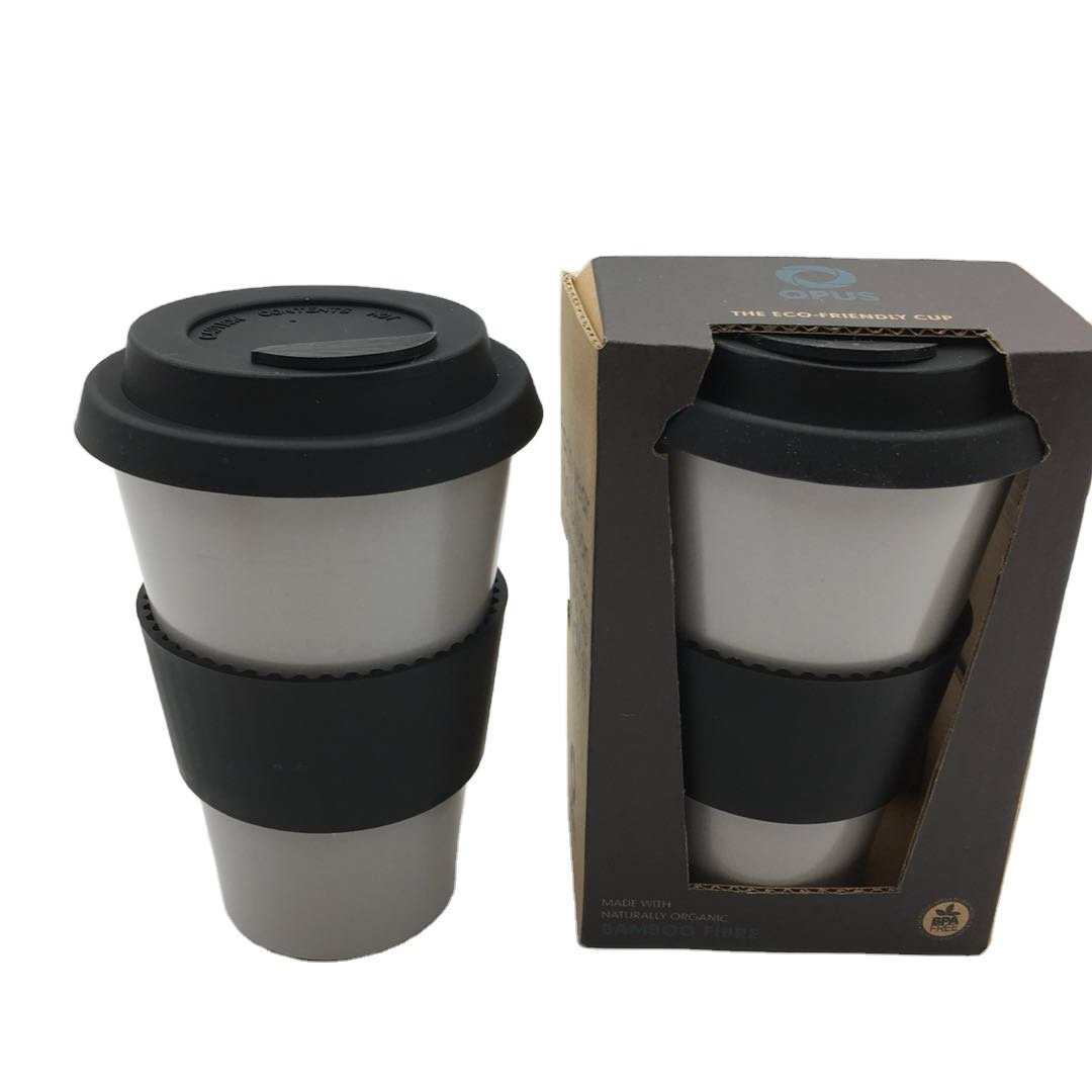 14 OZ 400 ml customized pantone color black color bamboo fibre mugs