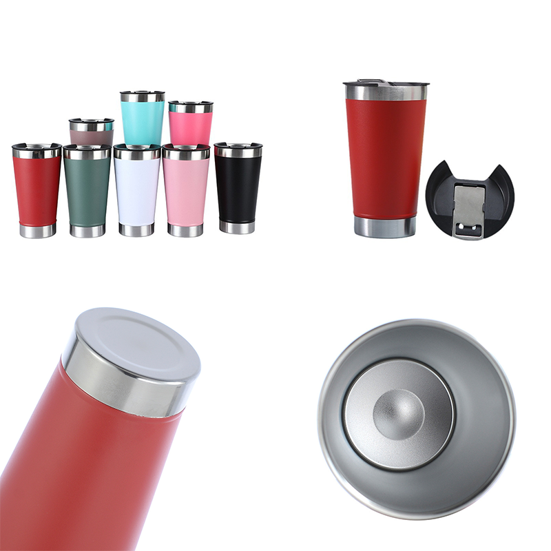 The new double wall stainless steel vacuum beer mug travel beer cup with bottle opener 16oz