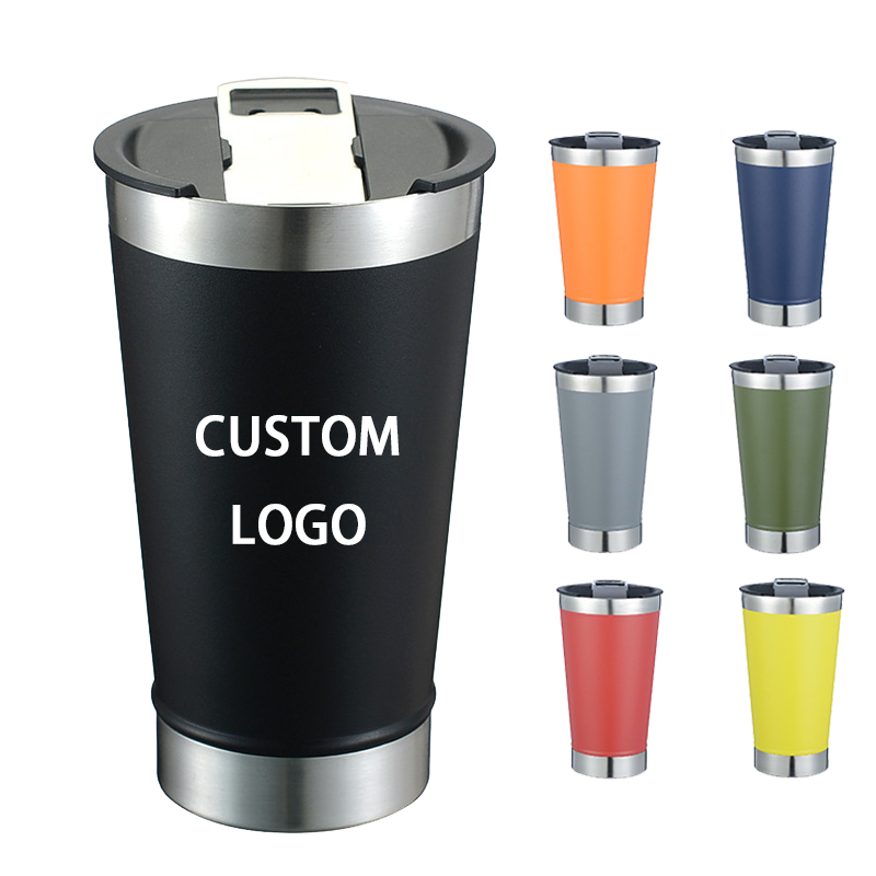 The new double wall stainless steel vacuum beer mug travel beer cup with bottle opener 16oz
