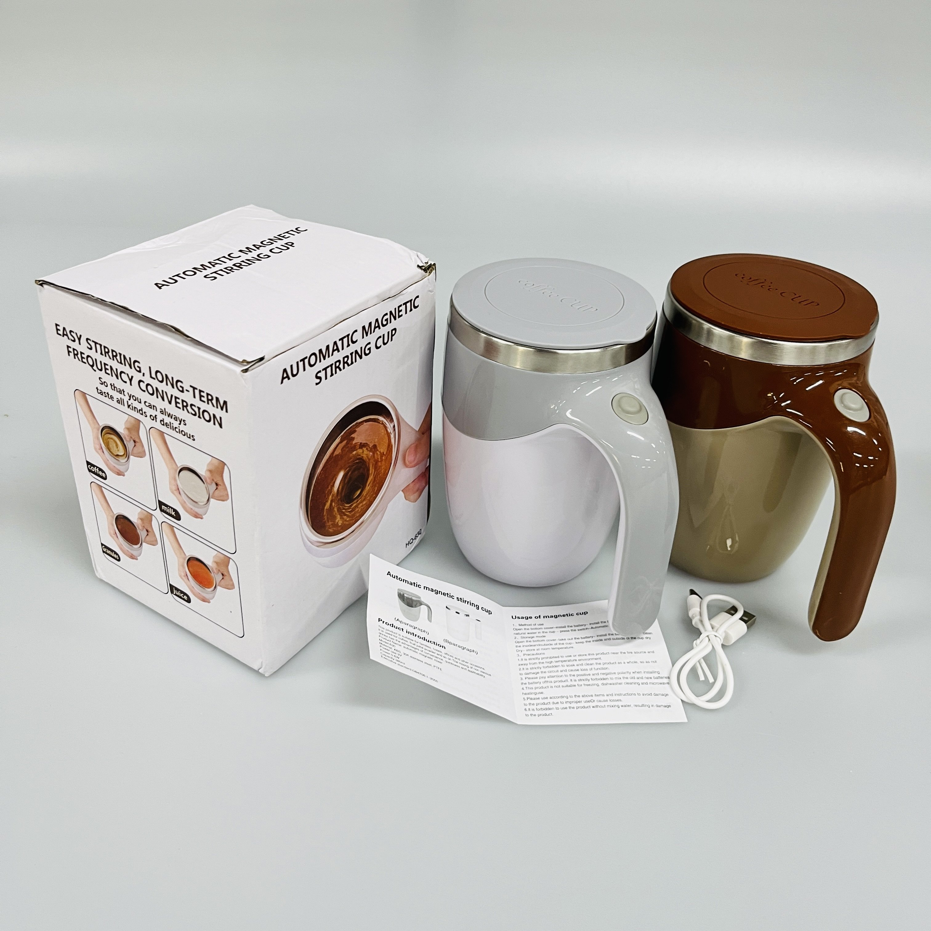 380ml Automatic Magnetic Self Stirring Mixing Coffee Cup Rechargeable Stainless Steel Coffee Mug magnet stirring cup With Lid
