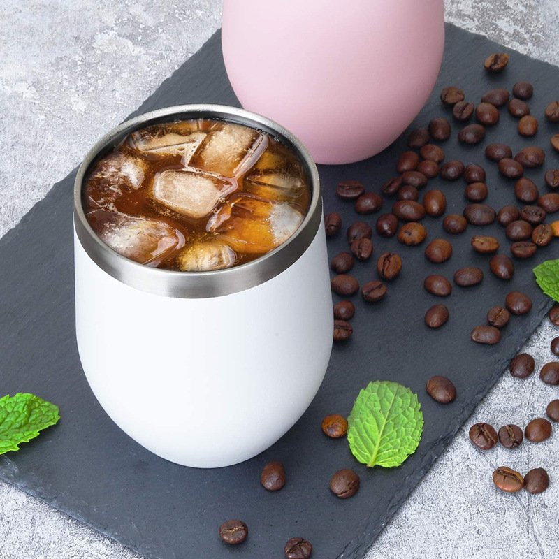 New Style Customized Mug 12oz wine glass 304 stainless steel Insulated Reusable Egg Wine Tumbler Cup gift mug thermal glasses