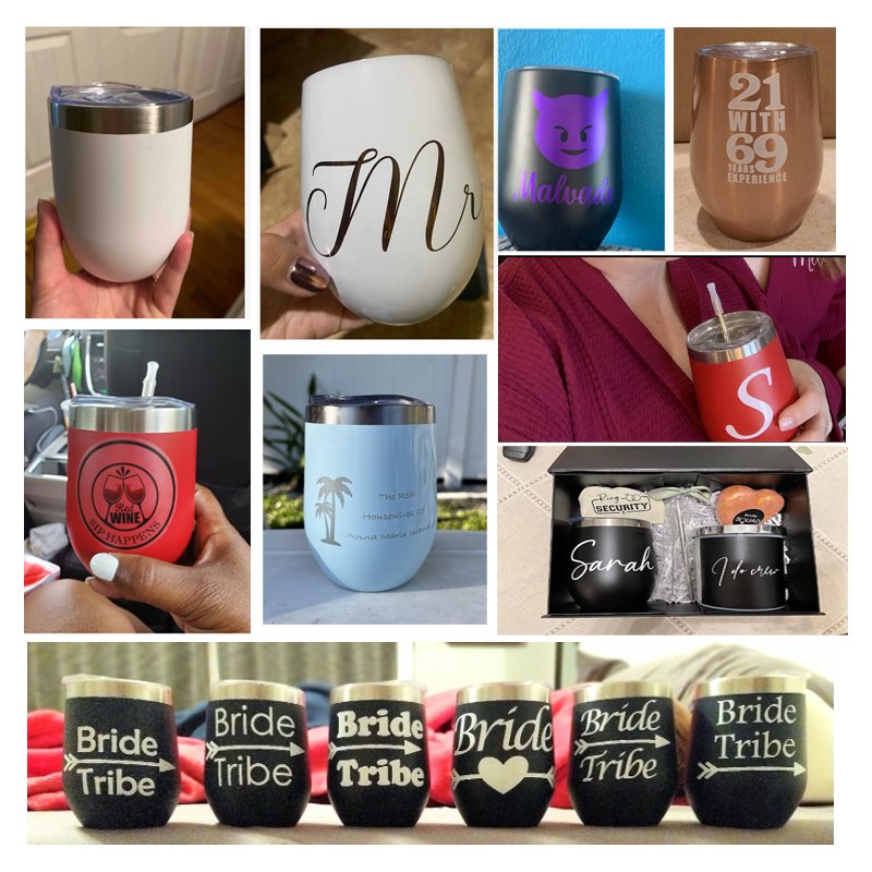 New Style Customized Mug 12oz wine glass 304 stainless steel Insulated Reusable Egg Wine Tumbler Cup gift mug thermal glasses