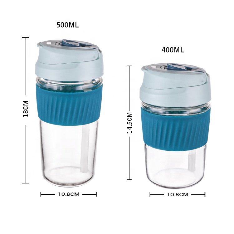 EasyLife 400ML Glass Coffee Cup with lid take away cup New Hot Sales Bororsilicate Glass mug