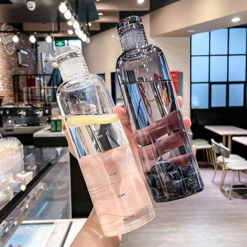 Wholesale Outdoor Time Scale Water Cup Transparent Plastic Sport Travel Cup Leak Proof Water Bottle Coffee Mug