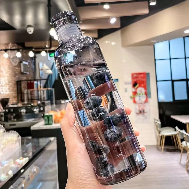 Wholesale Outdoor Time Scale Water Cup Transparent Plastic Sport Travel Cup Leak Proof Water Bottle Coffee Mug