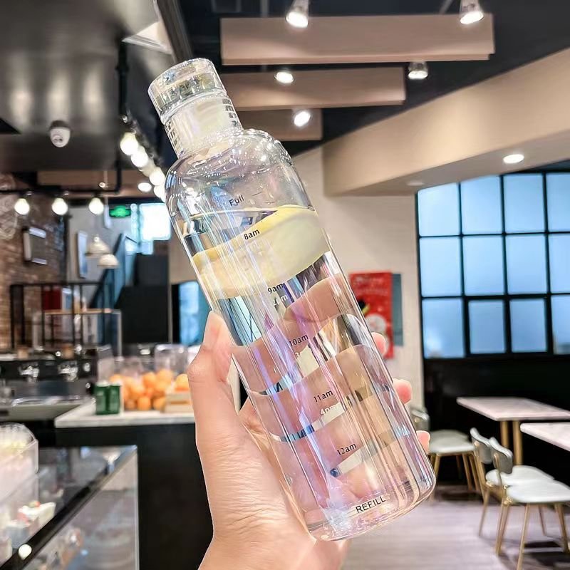 Wholesale Outdoor Time Scale Water Cup Transparent Plastic Sport Travel Cup Leak Proof Water Bottle Coffee Mug