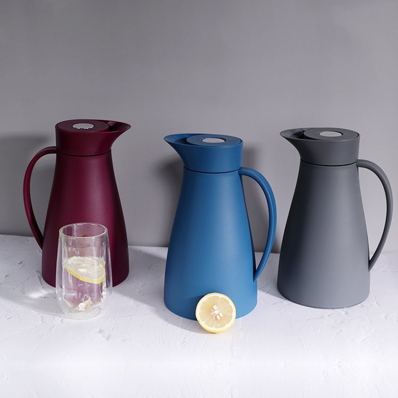 Hot-selling 1 L European Style Plastic Outside Thermal Vacuum Teapot Coffee Pot with Glass Inner