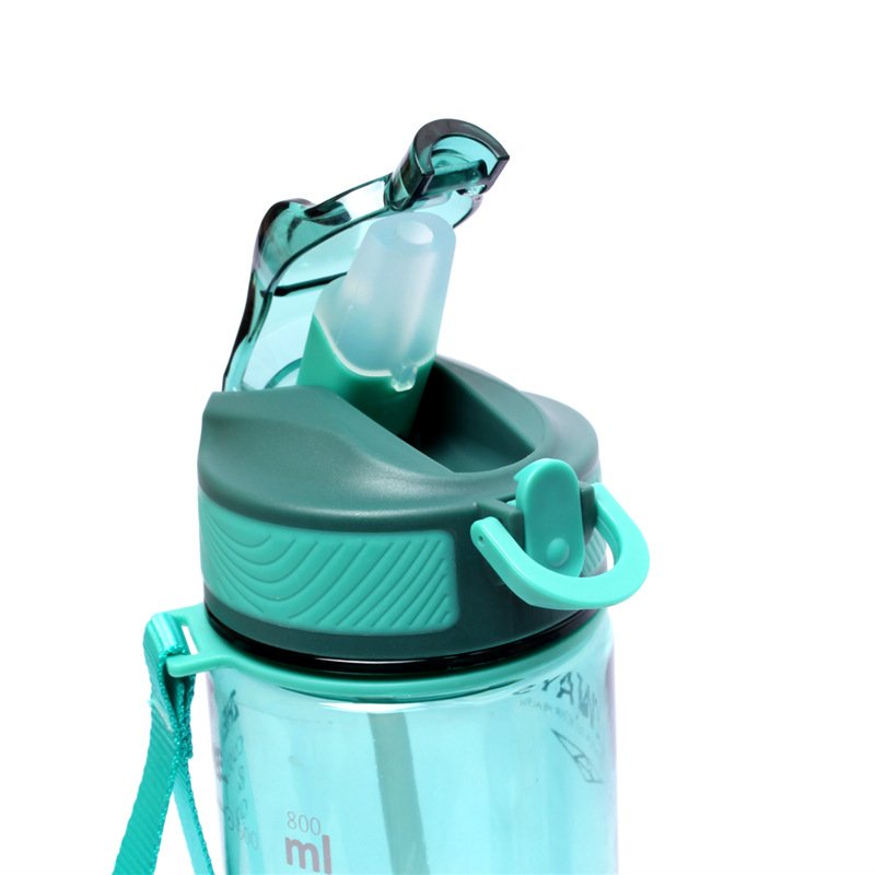 800ml Sports Water Bottle Free Men Drinkware Plastic PC Transparent with Straw for Camping Hiking Outdoor Adults Sustainable