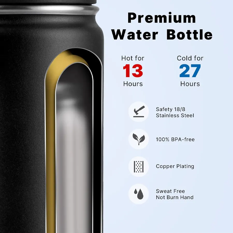 Custom Logo 32Oz 40Oz Drinking Wide Mouth Vacuum Flasks Double Wall Stainless Steel Thermal Outdoor Travel Kids Thermos Bottle