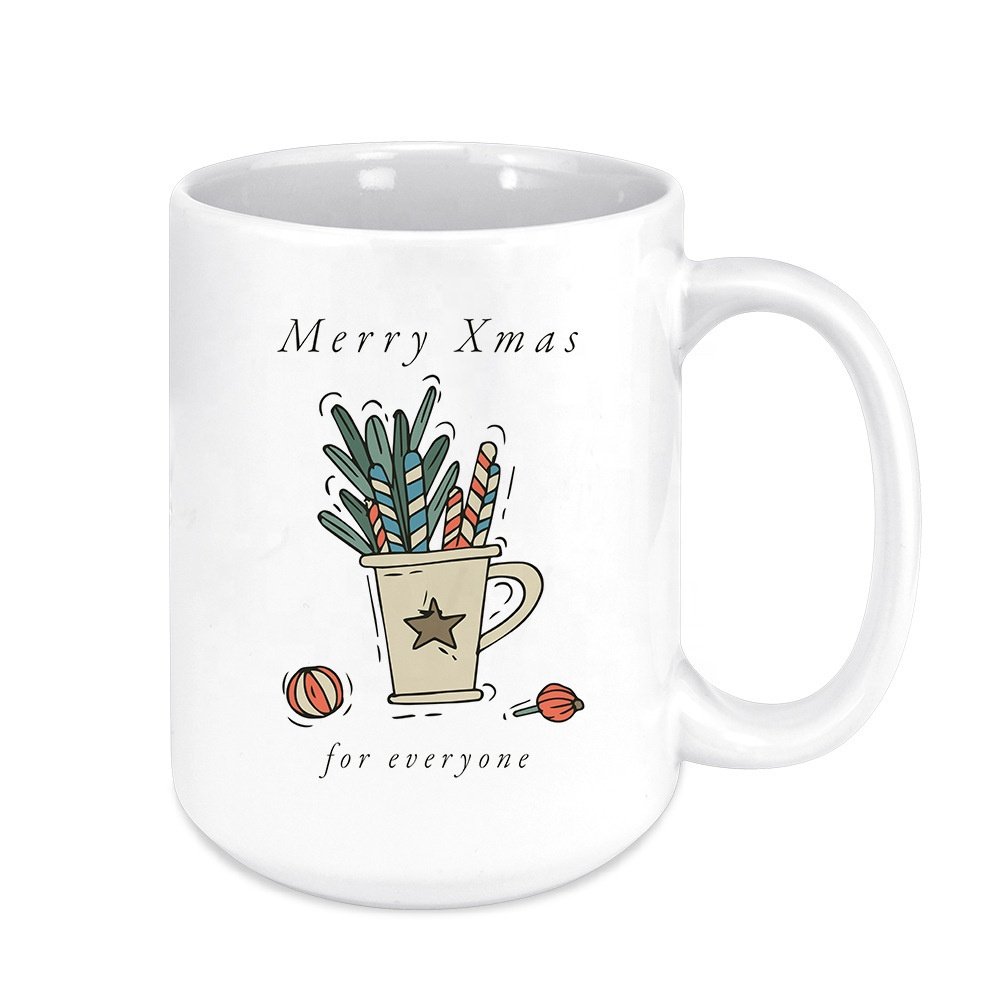 M006 15oz Customized Transfer Printable Mug Handle Coffee Cup Sublimation Heat White Cup
