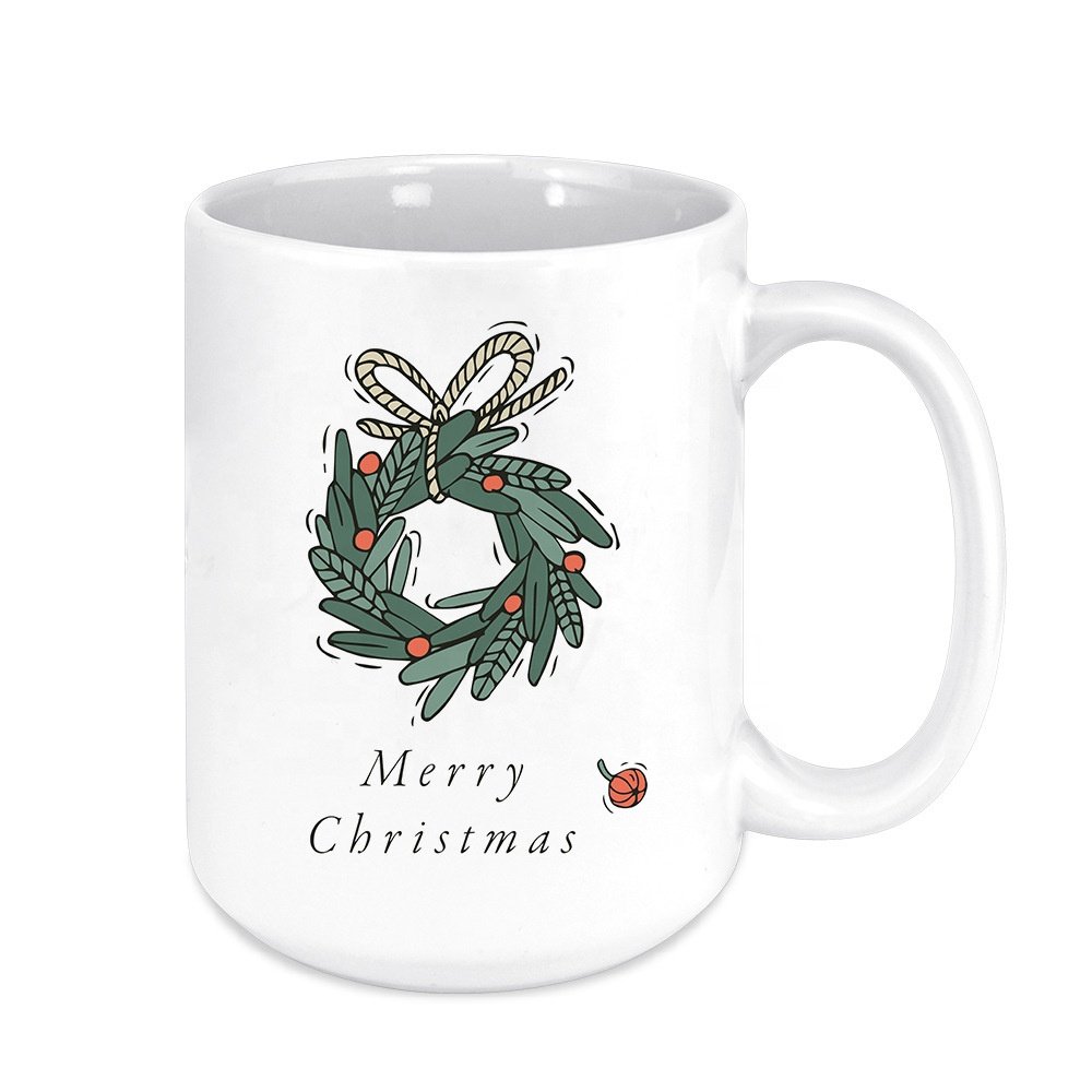 M006 15oz Customized Transfer Printable Mug Handle Coffee Cup Sublimation Heat White Cup