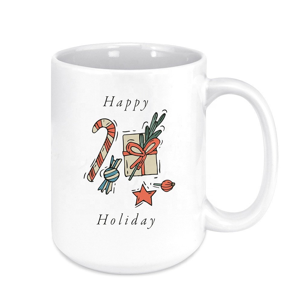 M006 15oz Customized Transfer Printable Mug Handle Coffee Cup Sublimation Heat White Cup