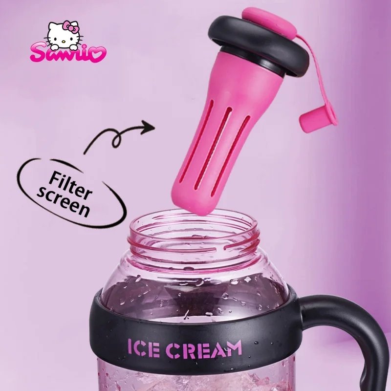 Large Capacity Cartoon Kitty Kids Plastic Water Straw Drink Cup Portable Kawaii Ice Water Bottle Coffee Mug Girls Gifts