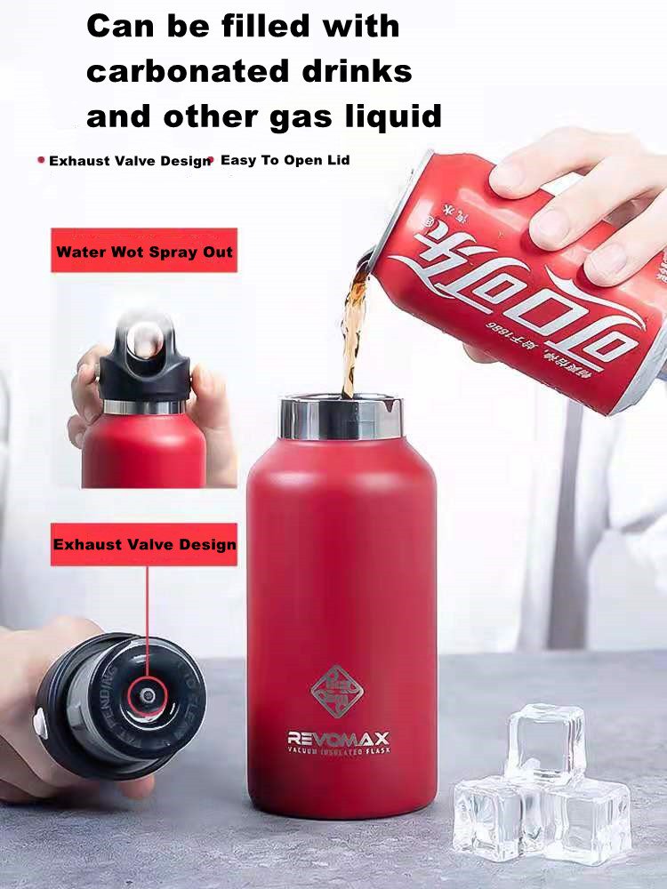 Revomax 9 Oz Stainless Steel Water Bottle Double Wall Vacuum Insulated Thermos Kids Wide Mouth Flask With Leakproof Straw Lid