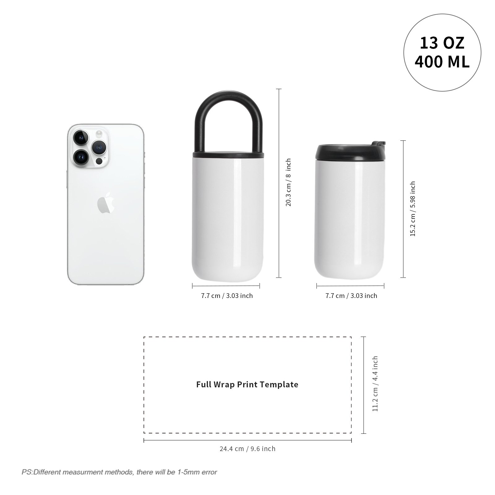 PYD Life 13oz Sublimation Kids Water Bottle Double Wall Tumbler Custom Water Bottles For Kids School With Two Different Lids