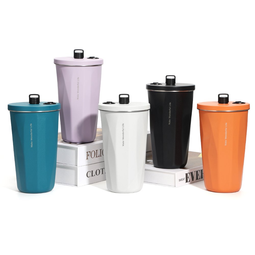 New design wholesale stainless steel coffee mug reusable coffee cup food grade coffee mug with straw