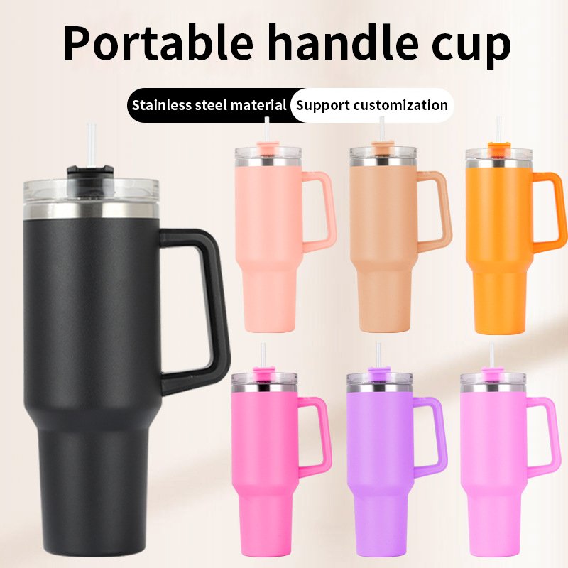 40oz high quality handle beer tumbler cup With straw rotatable lid.Stainless steel double wall vacuum insulated travel mug.
