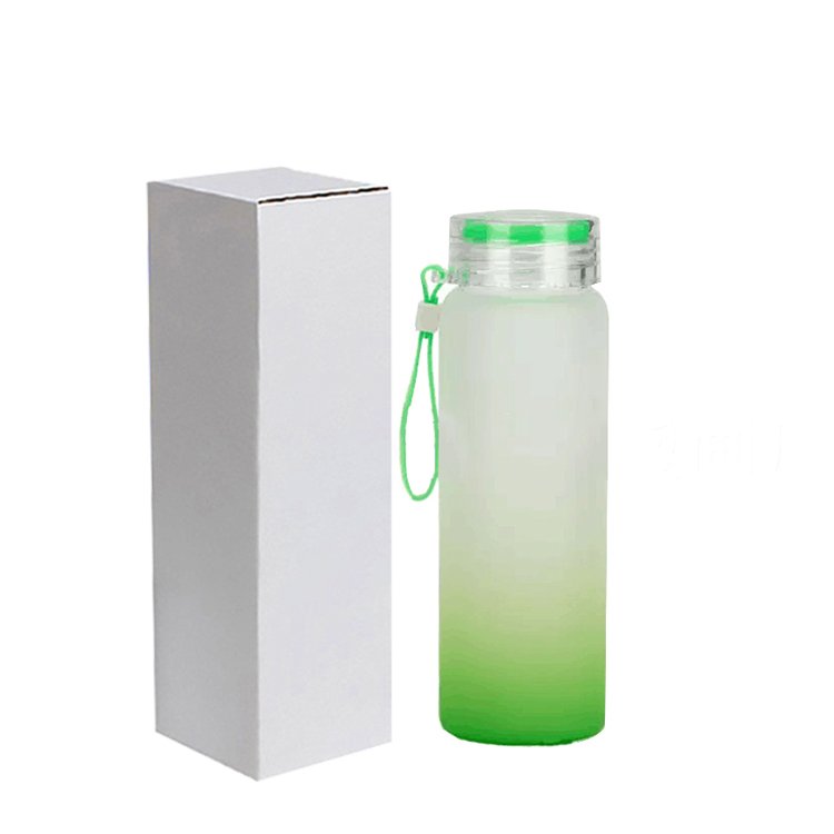 Sublimation Blank Mixed Color Frosted Gradient Glass Water Bottle Tumbler USA Warehouse Wholesale 17oz White Box