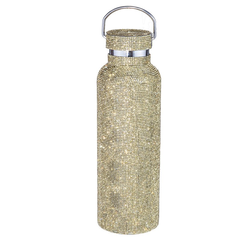 Designer Vacuum Flask Water Bottle Diamond Cup Gold Diamond Rhinestone Crystal 2023 Hot Sale Luxury Travel Shiny Smart Children