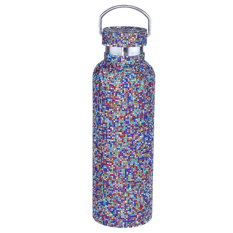 Designer Vacuum Flask Water Bottle Diamond Cup Gold Diamond Rhinestone Crystal 2023 Hot Sale Luxury Travel Shiny Smart Children