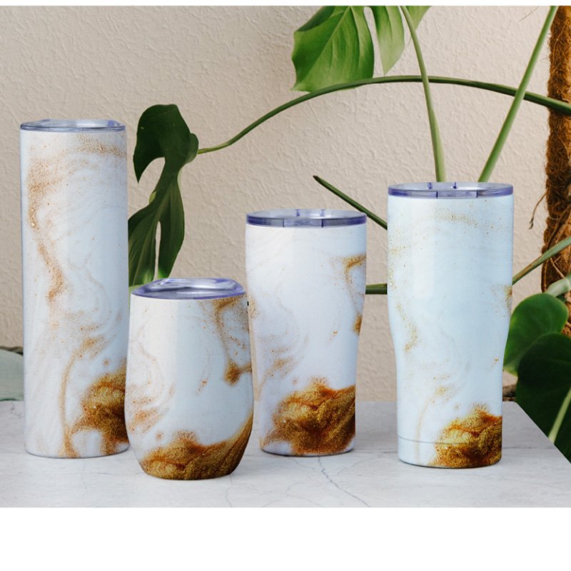 Factory Direct Metal Insulated Coffee Mug Double Walled Stainless Steel Sublimation Skinny Tumbler with Straw and Handle