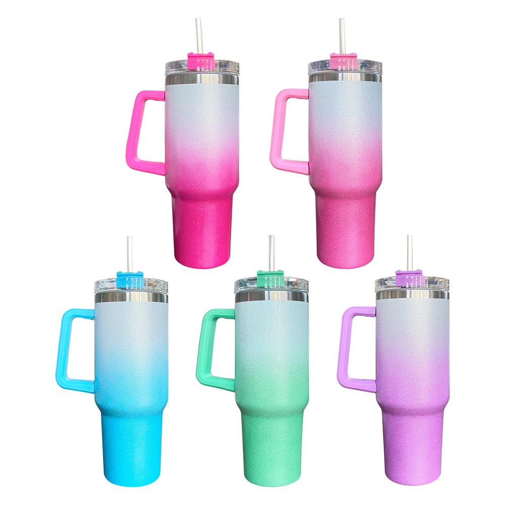 wholesale bulk Sparkle iridescent thermos outdoor sports studded glittery 40oz stainless steel mugs for sublimation printing
