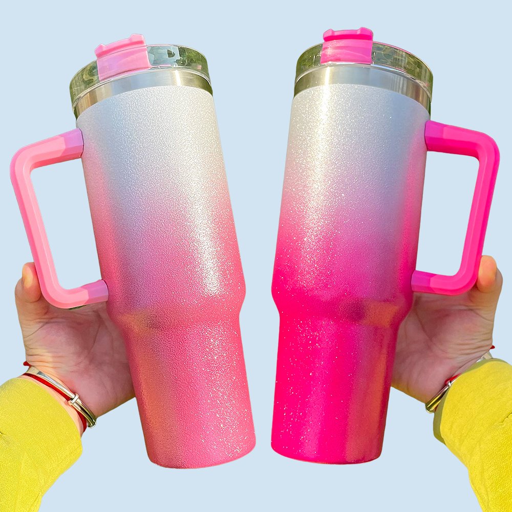 wholesale bulk Sparkle iridescent thermos outdoor sports studded glittery 40oz stainless steel mugs for sublimation printing