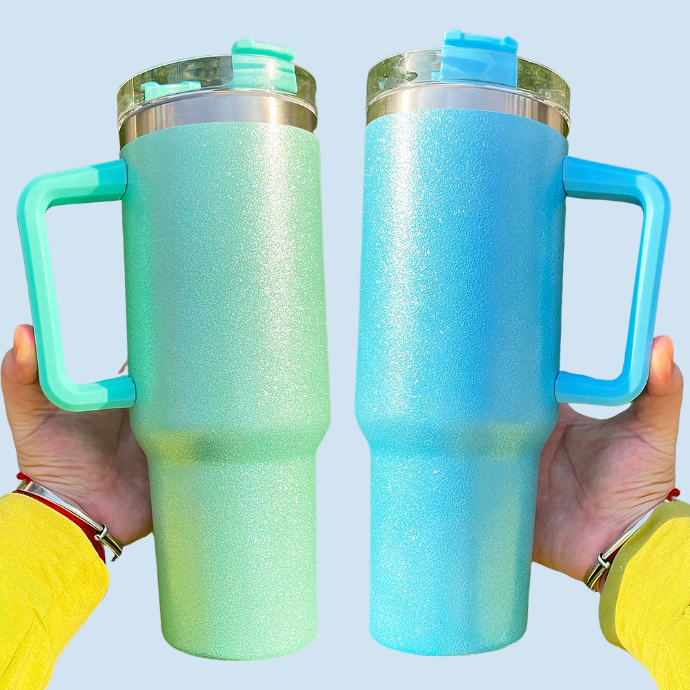 wholesale bulk Sparkle iridescent thermos outdoor sports studded glittery 40oz stainless steel mugs for sublimation printing