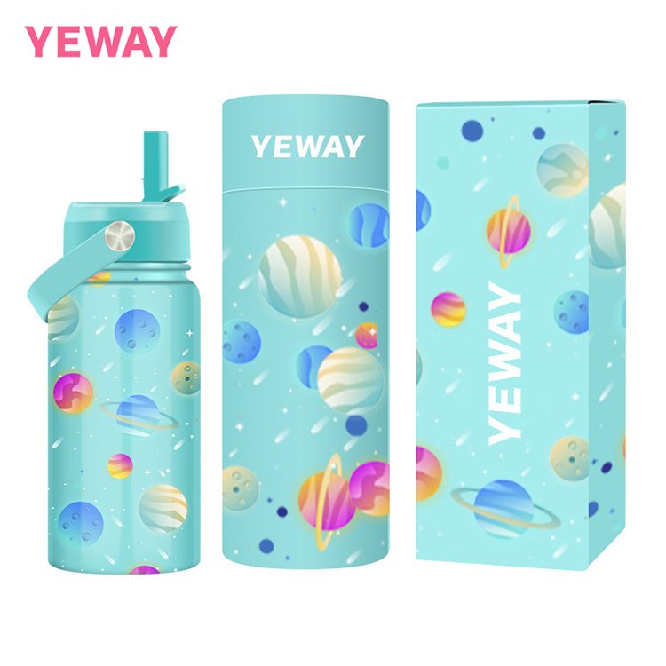 Yeway Children Gym Sport Double Wall Insulated Stainless Steel Drink Straw Lid Water Vacuum Flask Kids Thermos Bottle