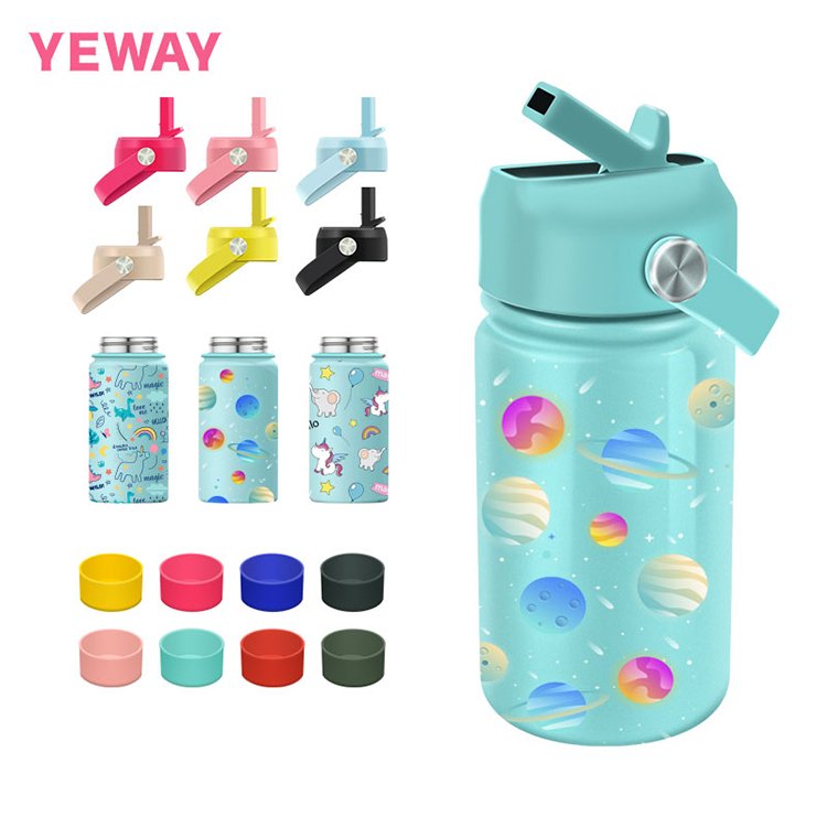 Yeway Children Gym Sport Double Wall Insulated Stainless Steel Drink Straw Lid Water Vacuum Flask Kids Thermos Bottle