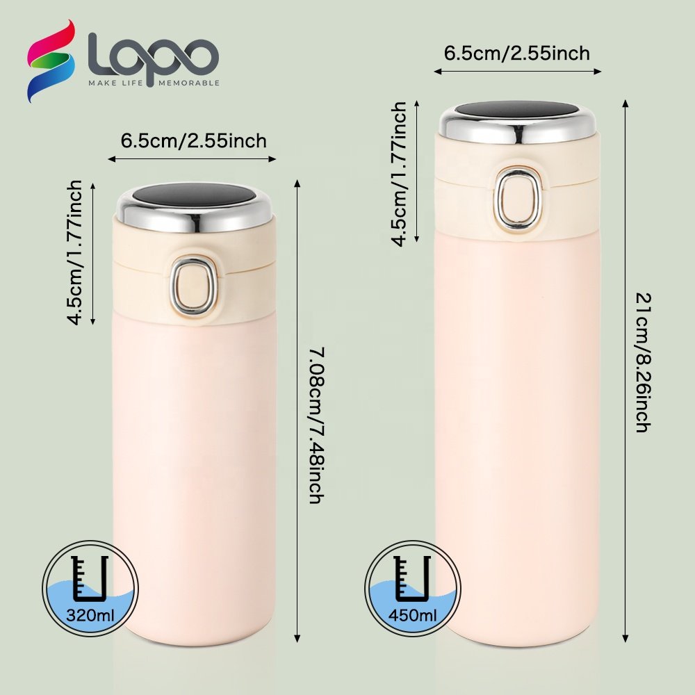 LOPO Double Wall Vacuum Insulated Thermos Beverage Water Bottle Stainless Steel Travel Mug 450ml