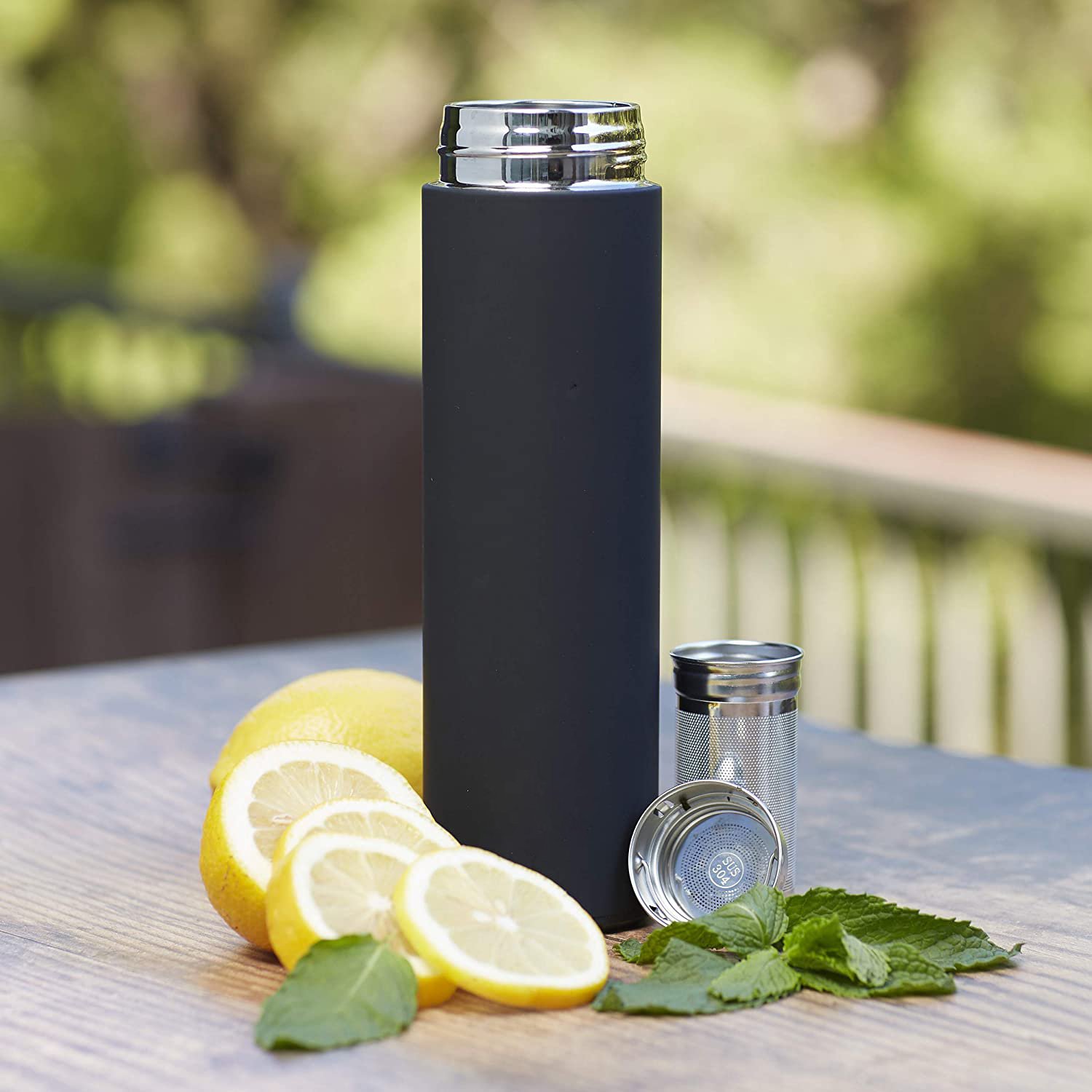 450ml Stainless Steel Double Wall Vacuum Flask with the Tea Infuser Insulated Tea Bottle with Tea Strainer Water Bottle BPA Free