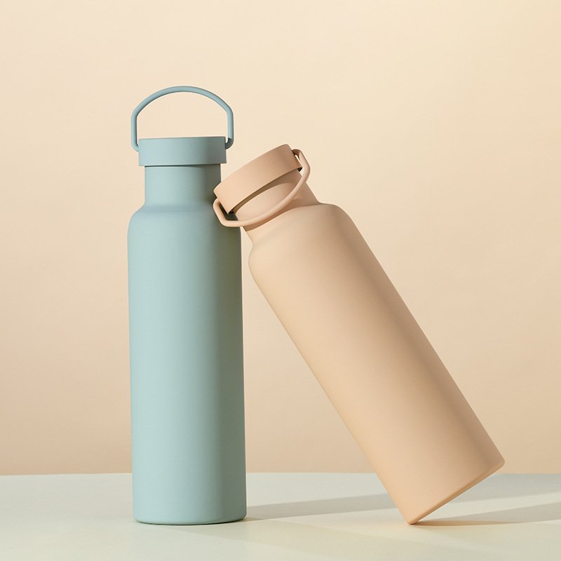 Custom frosted soft touch double wall insulated direct drinking adults stainless steel water bottle 500ml vacuum flasks