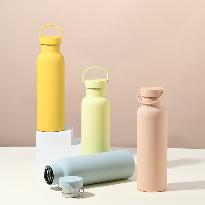Custom frosted soft touch double wall insulated direct drinking adults stainless steel water bottle 500ml vacuum flasks