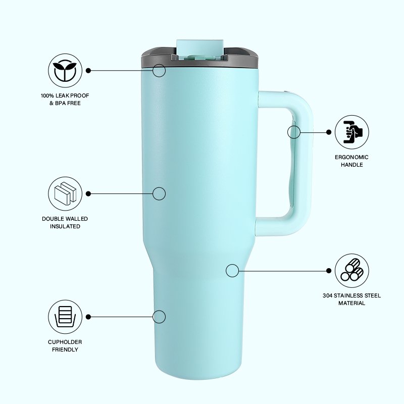 2024 New design 40oz Mugs and cup wholesale for travel 304 stainless steel BPA free Leak proof with handle tumbler for pet lover